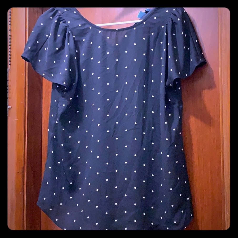 BRAND NEW! Black Top with White Polka-Dots.